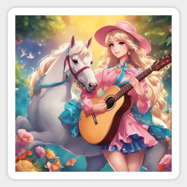 Guitar Instrument Tour Magnet by animegirlnft